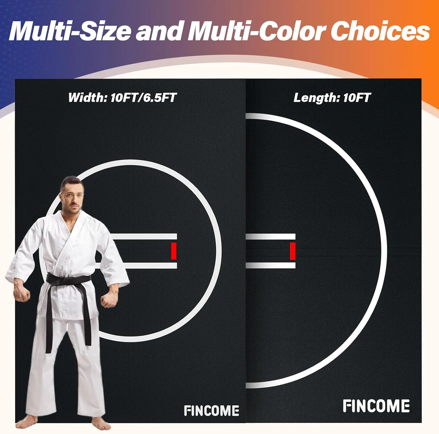 10' x 10' Wrestling Mat for Home Black Jiu Jitsu Wrestling Mats Durable Judo Mats for BJJ MMA Training Roll-Up Design Wrestling Mat for Grappling Martial Art Boxing Judo