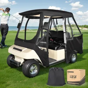 10L0L Golf Cart Enclosure for Club Car 4 Passenger Golf Cart Cover 4 Sides Zipper Doors Portable 360°Panoramic Transparent Window (for Club Car DS)