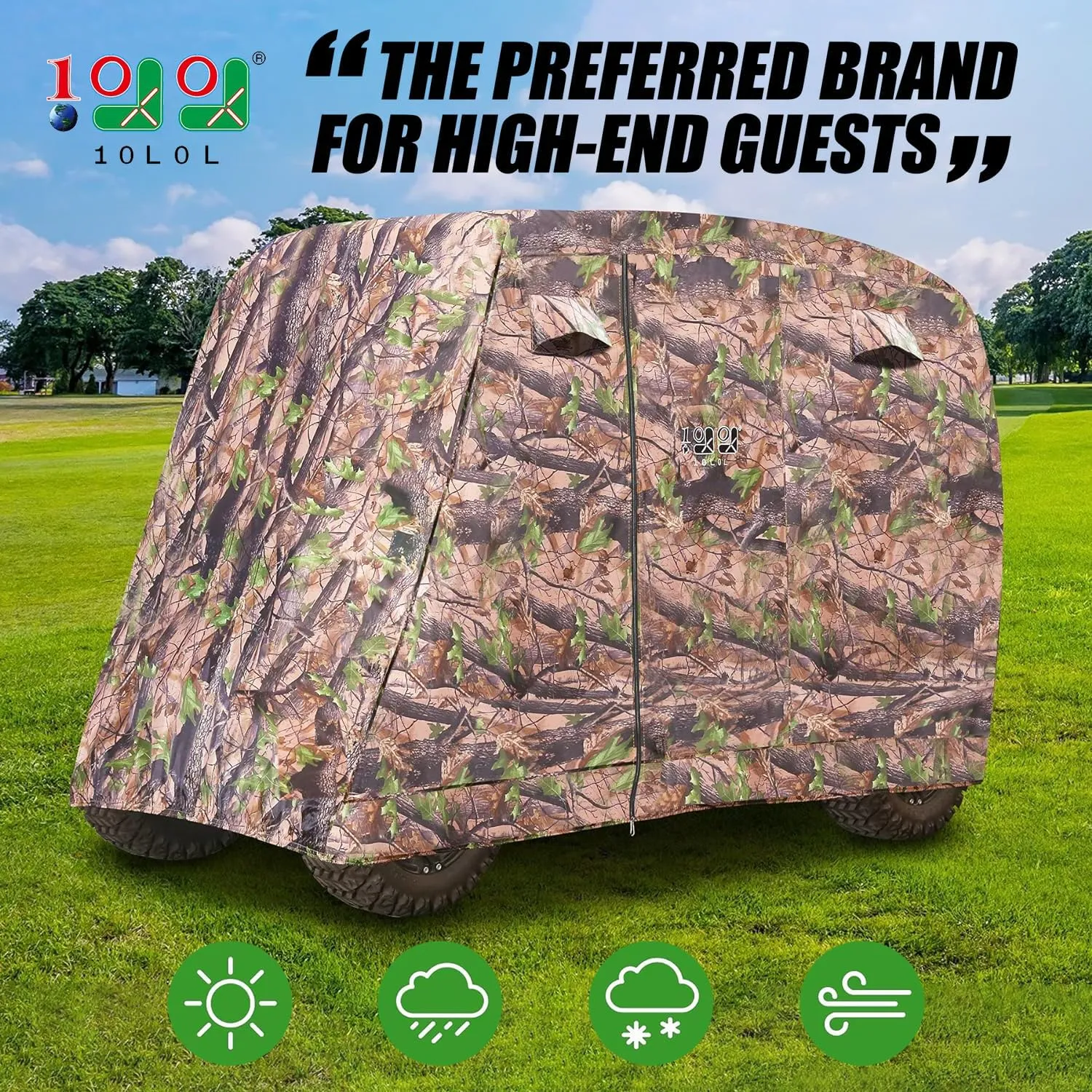 10L0L Universal Golf Cart Cover, 4 Passenger Golf Cart Storage Cover for EZGO, Club Car, Yamaha, Rainproof Waterproof Sunproof Dustproof Protection