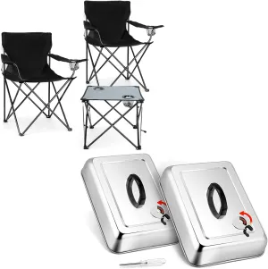 13 x 9 Inch Rectangular Basting Cover Set of 2, Leonyo 2 Pack Camping Chairs for Adults, Stainless Steel Cheese Melting Dome Lid with Adjustable, Sports Chair for Adults Fishing, Beach, Patio