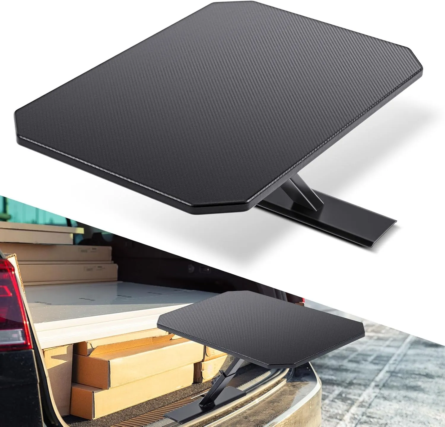 16" x 23" Car Camping Table, Portable Tailgate Camping Table Folding Vehicle Tail Desk Black for SUV Truck Vehicle Outdoor Tail Desk, Car Essentials Road Trip Accessories