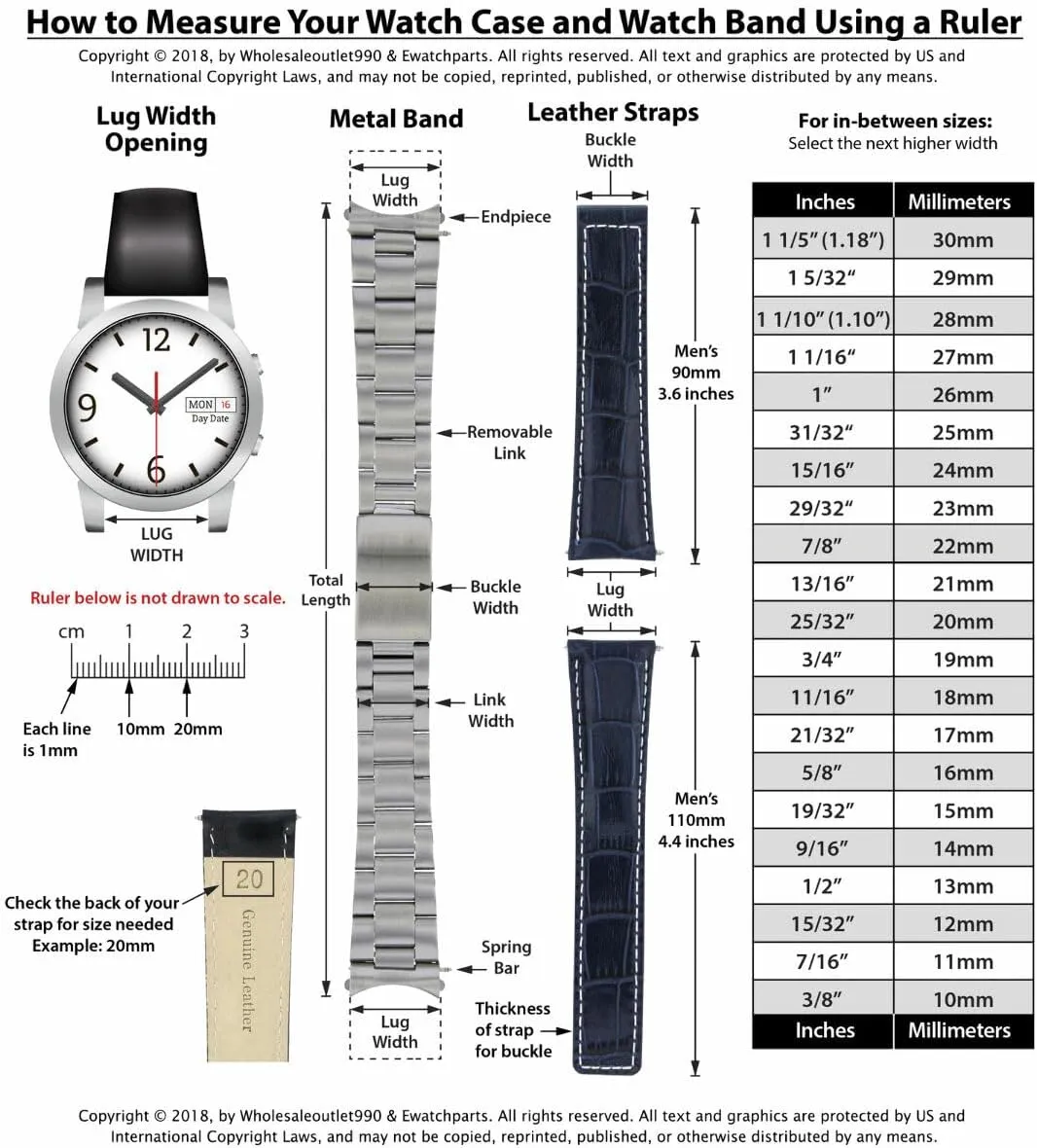 18-19-20-22-24MM Smooth Leather Watch Band Strap Clasp for Citizen ECO Drive