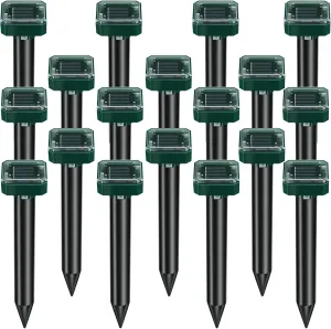 18 Pcs Solar Mole Repellent Ultrasonic Mole Repellent Solar Powered Outdoor Powered Sound Wave Deterrent for Lawn Garden for Snakes Moles Gophers Groundhogs Voles Other Burrowing Mice (Small)