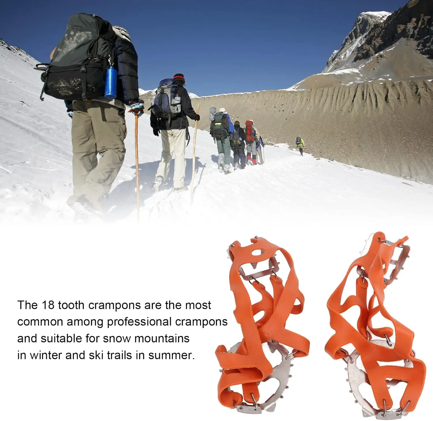 18 Tooth Ice Crampons High Density Stainless Steel Material Good Grip and Stability Snow Mountains Ski Trails