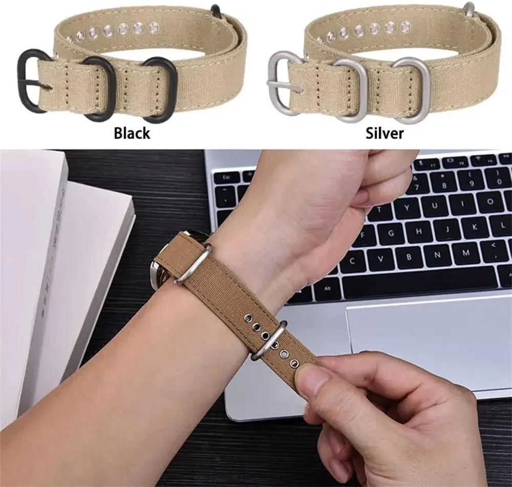 18mm 20mm 22mm Canvas Nylon Watch Band Smartwatch Replacement Strap for Seiko for Samsung Watch 5 4 3 Bracelet