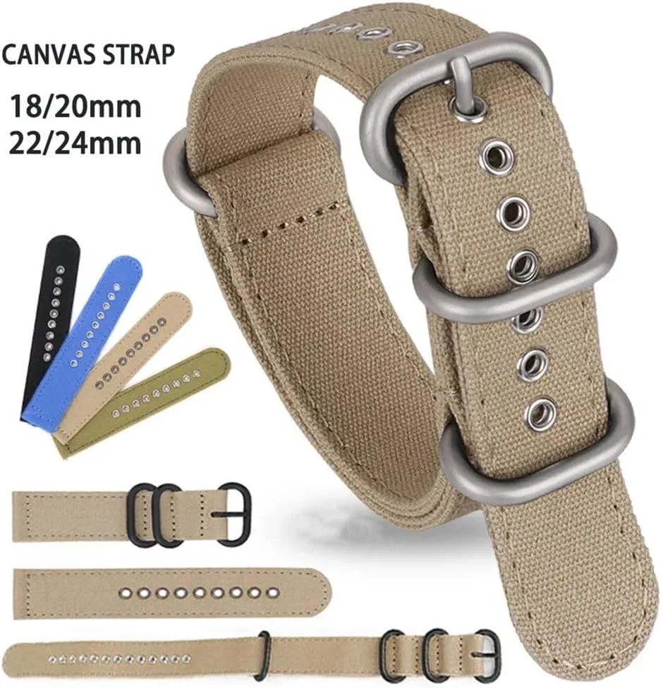 18mm 20mm 22mm Canvas Nylon Watch Band Smartwatch Replacement Strap for Seiko for Samsung Watch 5 4 3 Bracelet