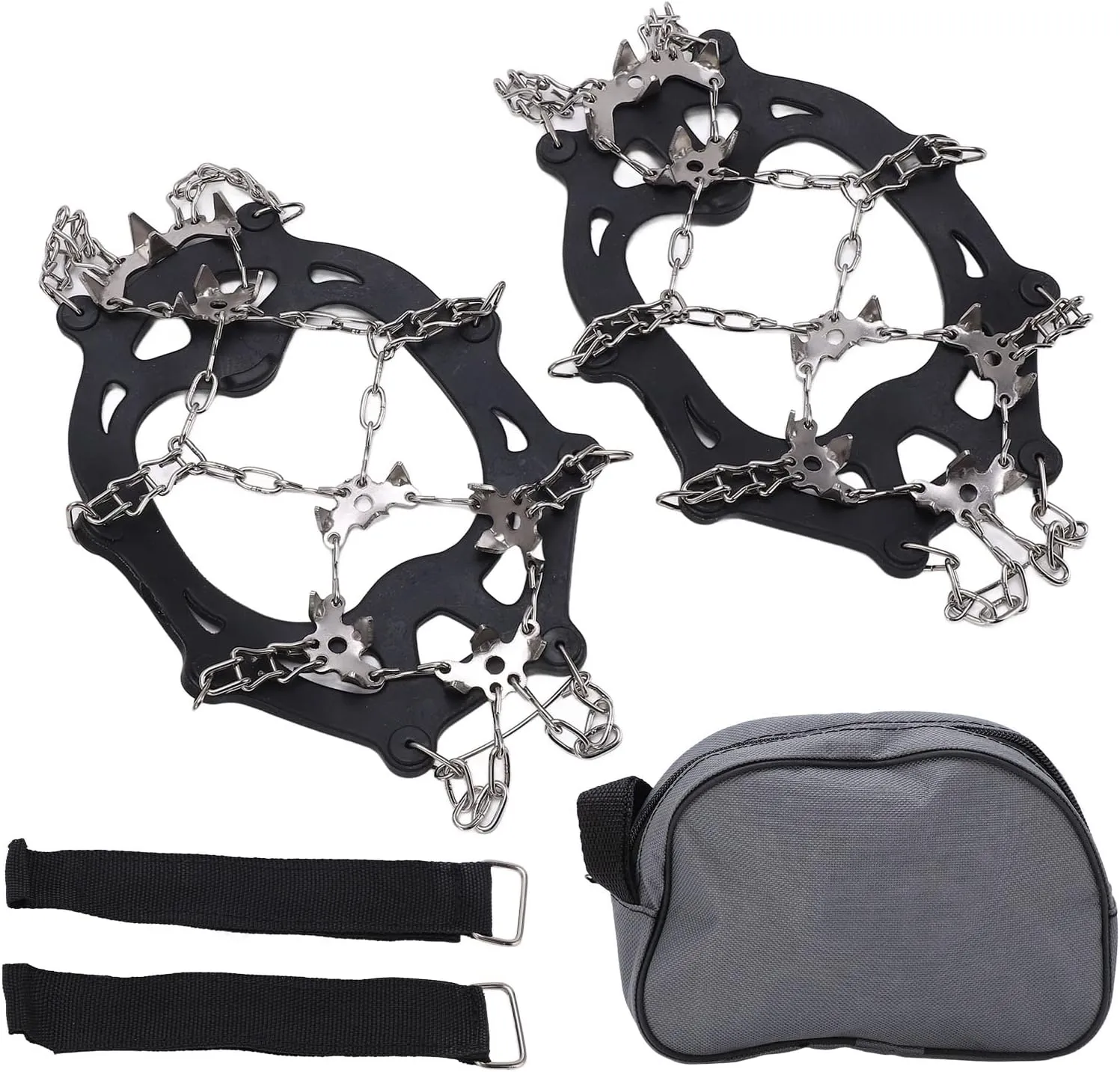19 Teeth Snow Ice Cleats Snow Grips Walk Traction Spikes for Shoes Hiking Walking Mountaineering