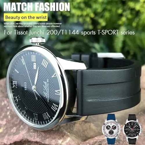 19mm 20mm Watchband for Tissot T114417 T114 Soft Rubber Silicone Watch Strap Butterfly Clasp Waterproof Sport Bracelets