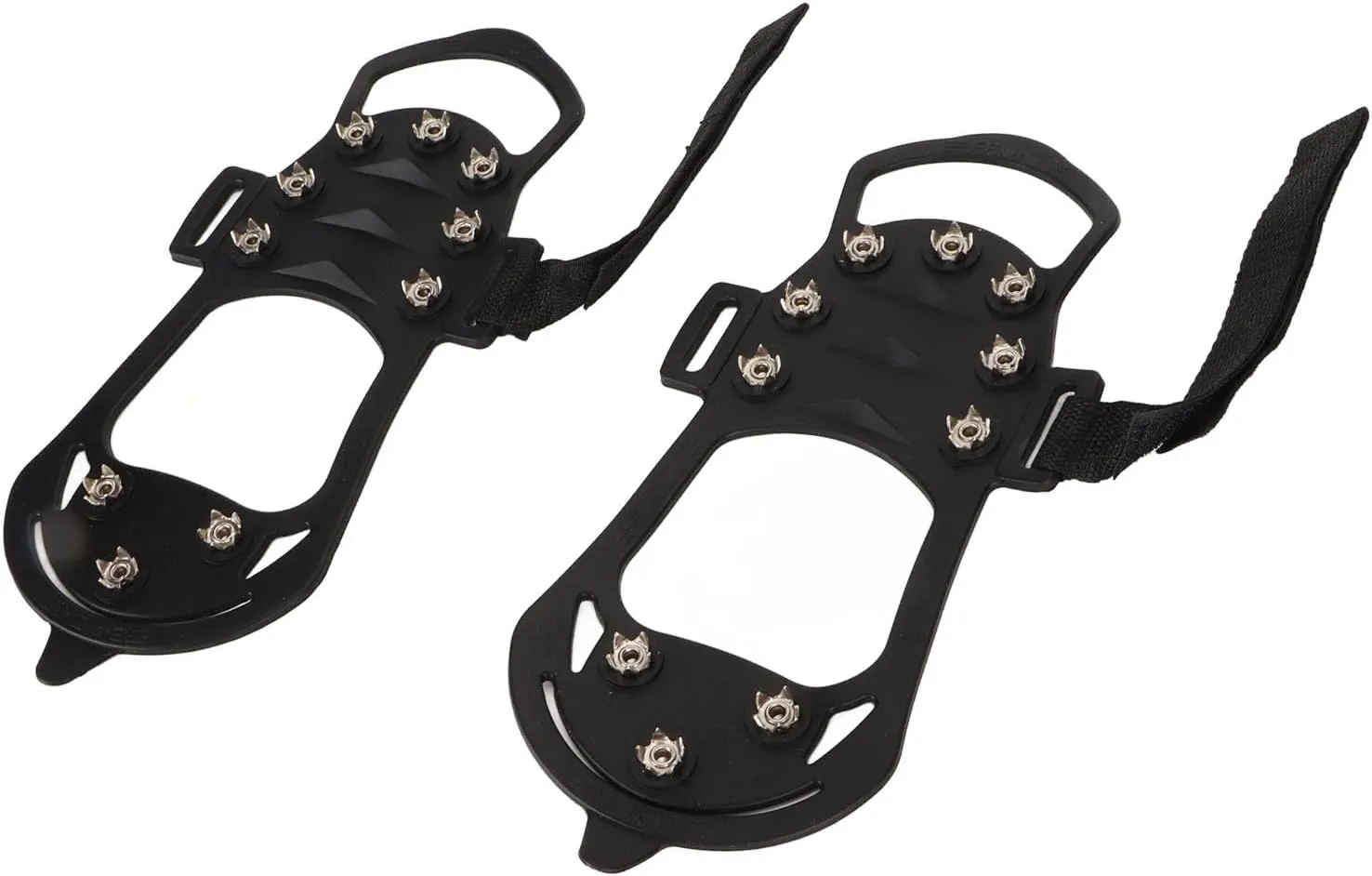 1pair Ice Cleats Snow Traction Cleats Anti Slip Crampons 10 Teeth Rubber Stainless Steel Foldable Crampon for Ice Fishing Mountaineering Rock Climbing