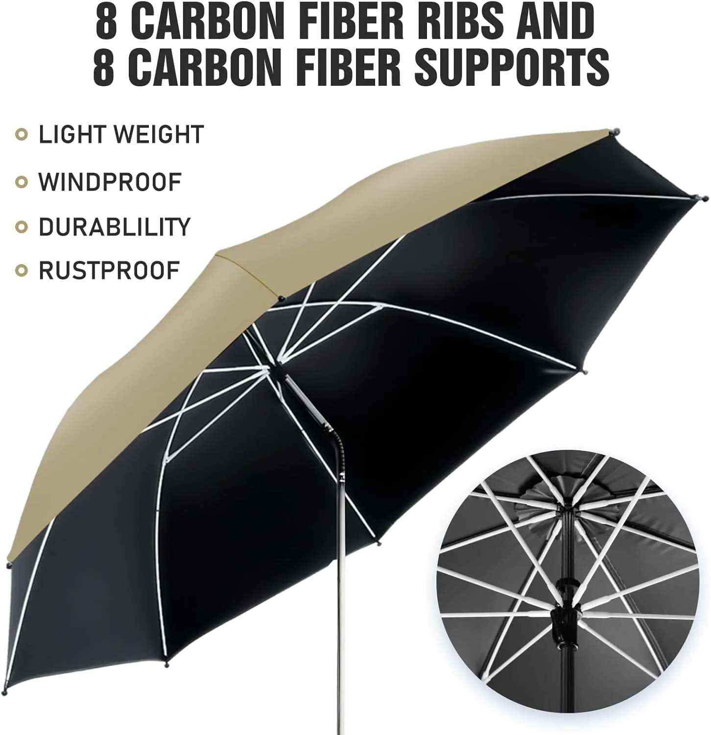 2 PACK Beach Umbrella with Clamp, 360 ° Adjustable Umbrellas for Chair, UPF50  Umbrella for Beach Chair, Patio Chair, Wheelchair, Camping Chair, Golf Carts (Chair Not Included)