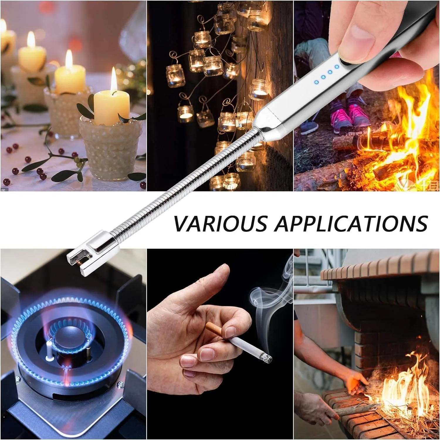 2 Pack Electric Candle Lighter - Long Rechargeable USB Arc Windproof Flameless Lighters for Candle, Camping, BBQ