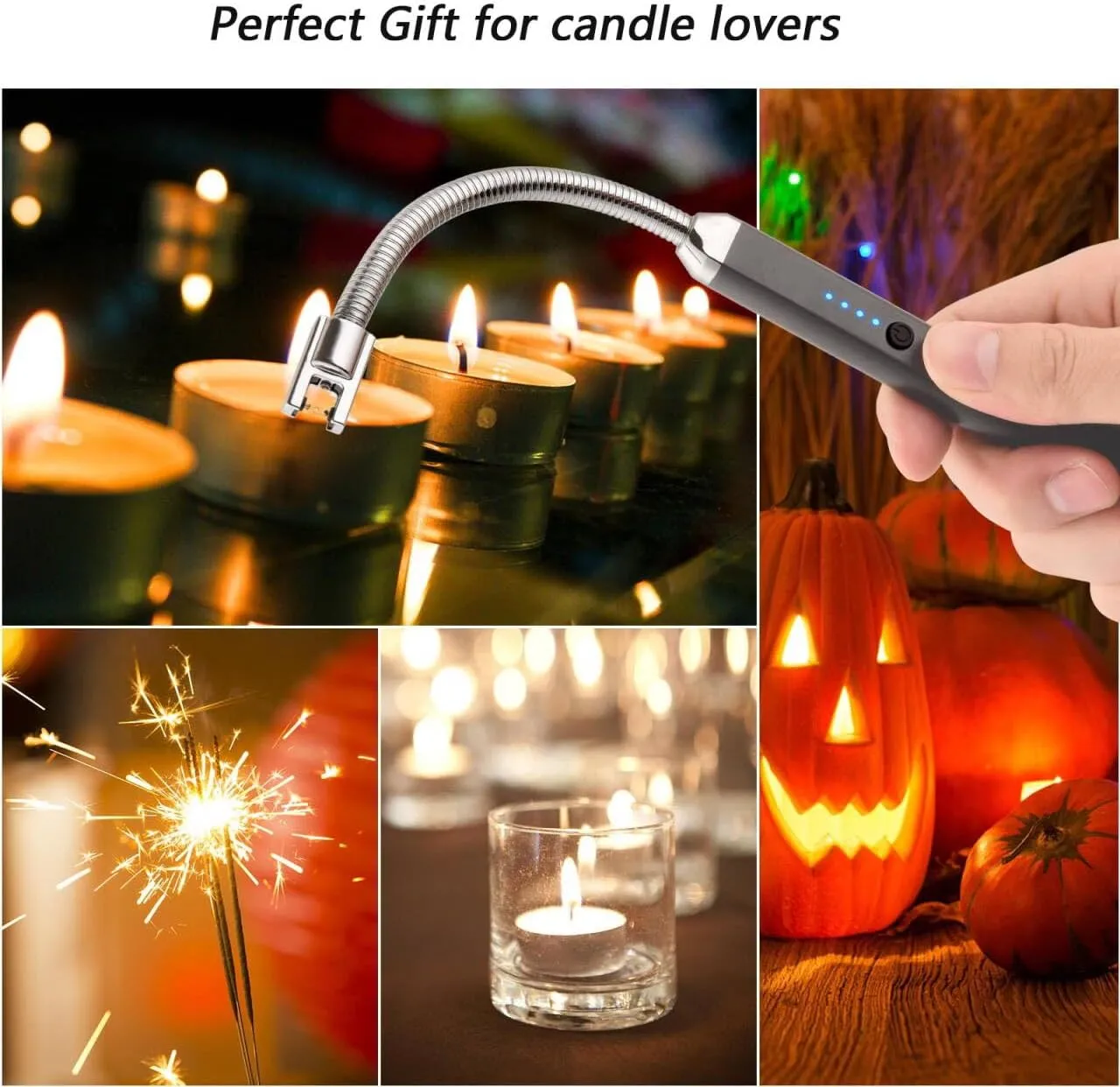 2 Pack Lighter Electric Candle Lighter Birthday Gifts for Women Mom Wife Men, Long Electronic Rechargeable USB Lighter Arc Windproof Flameless Lighters for Candle Camping BBQ