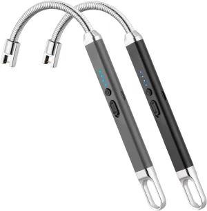 2 Pack Lighter Electric Candle Lighter Birthday Gifts for Women Mom Wife Men, Long Electronic Rechargeable USB Lighter Arc Windproof Flameless Lighters for Candle Camping BBQ