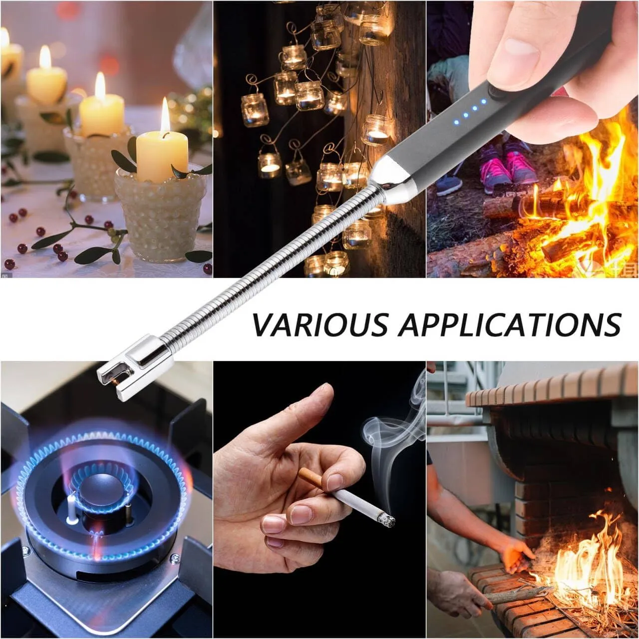 2 Pack Lighter Electric Candle Lighter Birthday Gifts for Women Mom Wife Men, Long Electronic Rechargeable USB Lighter Arc Windproof Flameless Lighters for Candle Camping BBQ