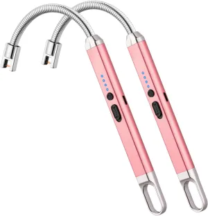 2 Pack Lighter Electric Candle Lighter Birthday Gifts for Women Mom Wife Men, Long Electronic Rechargeable USB Lighters Arc Windproof Flameless Lighters for Candle Camping BBQ