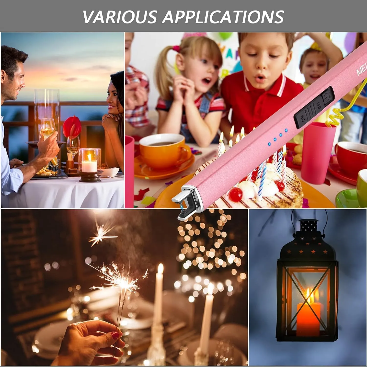 2 Pack Lighter Electric Candle Lighter Long Electronic Rechargeable USB Lighter Arc Windproof Flameless Lighters for Candle Camping BBQ Birthday Gifts for Women Mom Wife Men