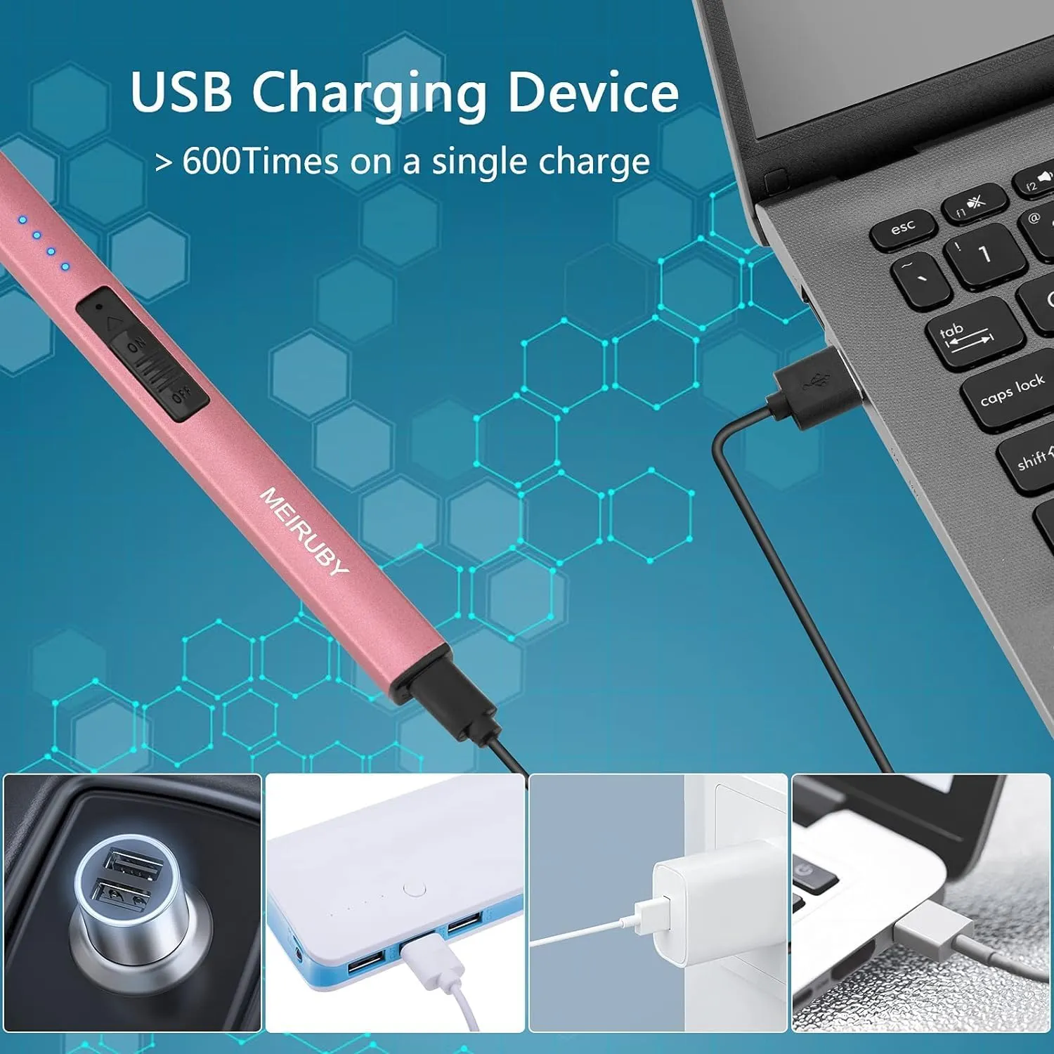2 Pack Lighter Electric Candle Lighter Long Electronic Rechargeable USB Lighter Arc Windproof Flameless Lighters for Candle Camping BBQ Birthday Gifts for Women Mom Wife Men