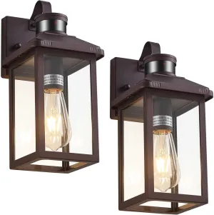2 Pack Motion Sensor Porch Light,Dusk to Dawn Outdoor Lighting,Waterproof Exterior Light Fixture,Bronze Outside Wall Mount Lamp for House Garage Patio Front Door