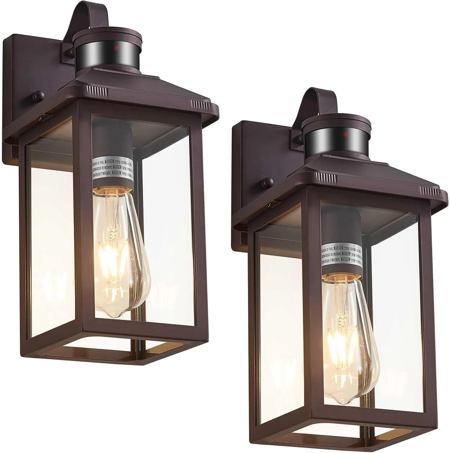 2 Pack Motion Sensor Porch Light,Dusk to Dawn Outdoor Lighting,Waterproof Exterior Light Fixture,Bronze Outside Wall Mount Lamp for House Garage Patio Front Door
