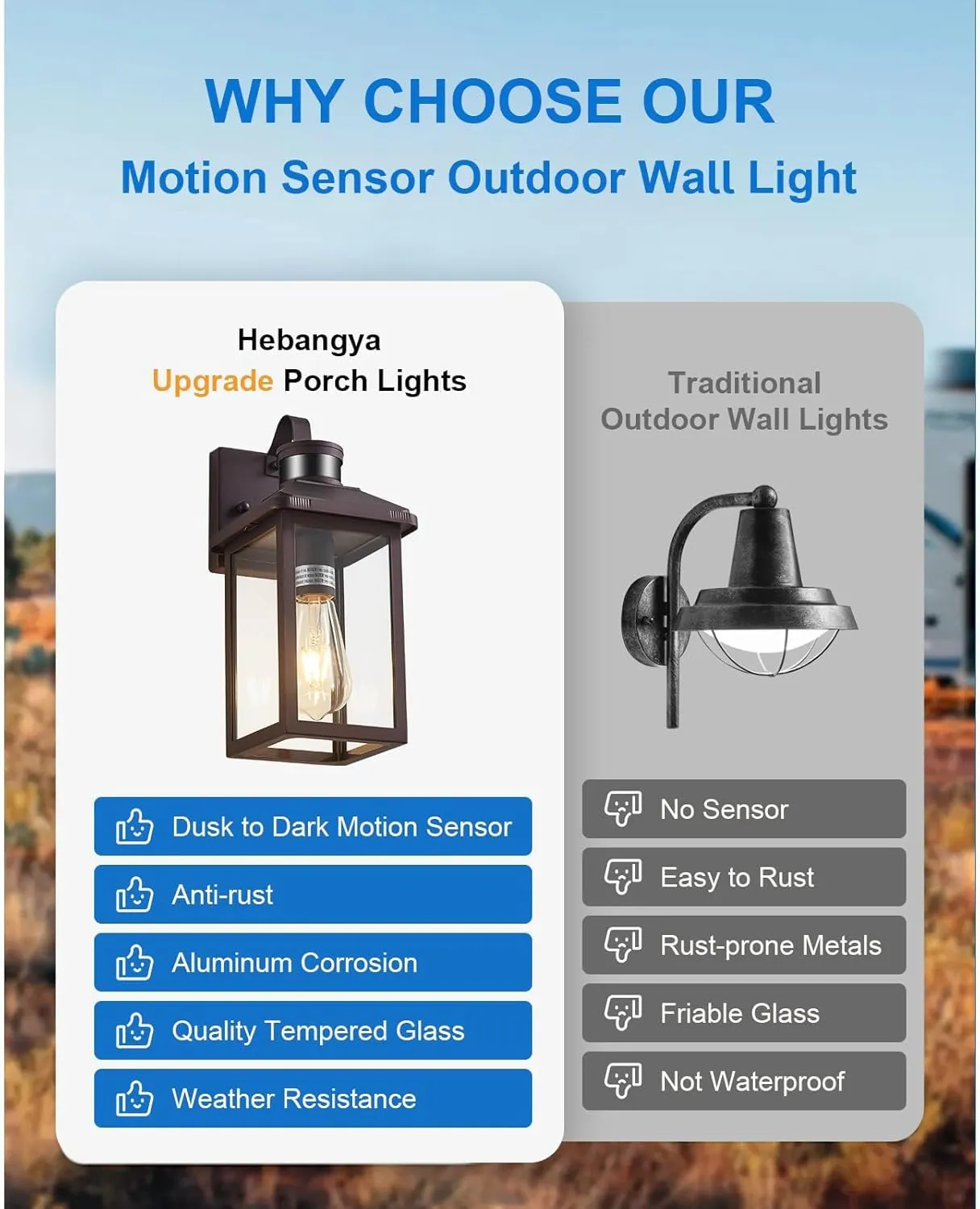 2 Pack Motion Sensor Porch Light,Dusk to Dawn Outdoor Lighting,Waterproof Exterior Light Fixture,Bronze Outside Wall Mount Lamp for House Garage Patio Front Door