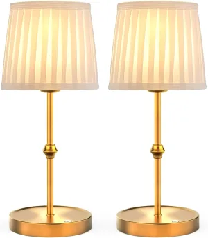 2 PCS 5200mAh Cordless LED Table Lamp,3-Level Brightness, Rechargeable Battery, Touch Dimmable Wireless Lamp for Reading Room, Dining Room,Bedroom,Office,Camping,Restaurant,Antique Brass