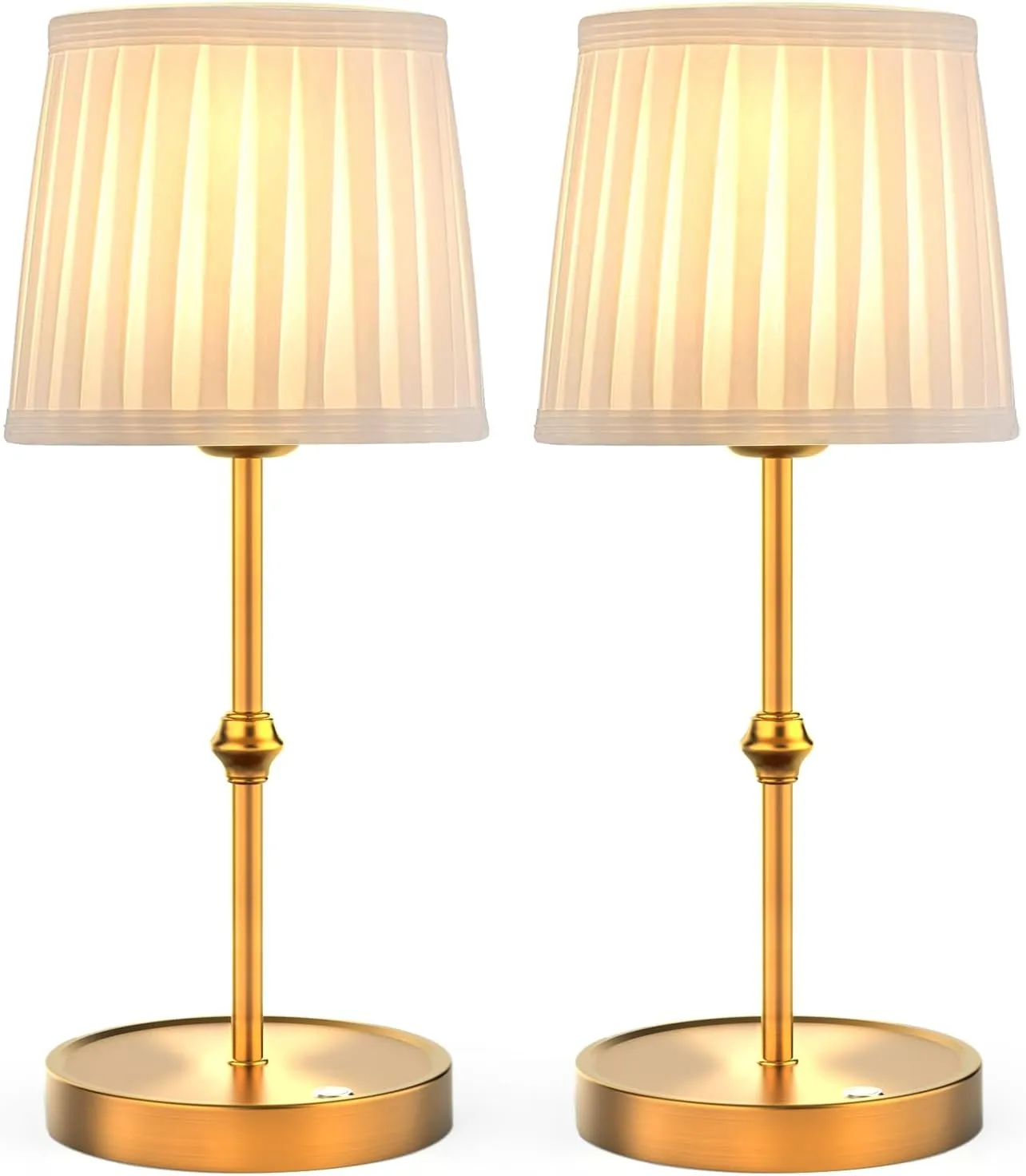 2 PCS 5200mAh Cordless LED Table Lamp,3-Level Brightness, Rechargeable Battery, Touch Dimmable Wireless Lamp for Reading Room, Dining Room,Bedroom,Office,Camping,Restaurant,Antique Brass