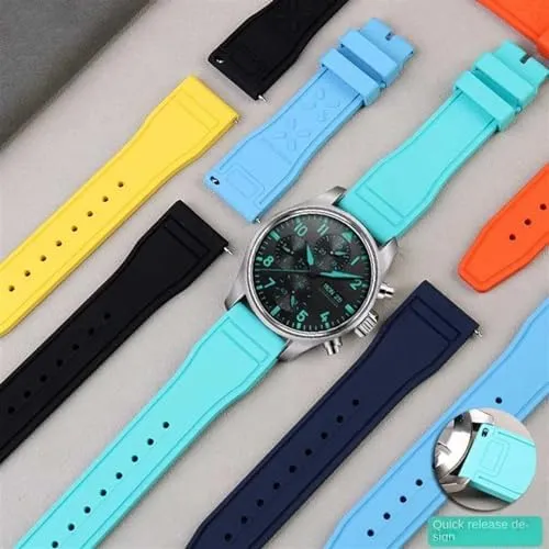 20mm 21mm 22mm for IWC Fluoro Rubber Watch Strap Quick Release Pilot AMG Petronas F1 Team Waterproof Sports Bracelet Watchband