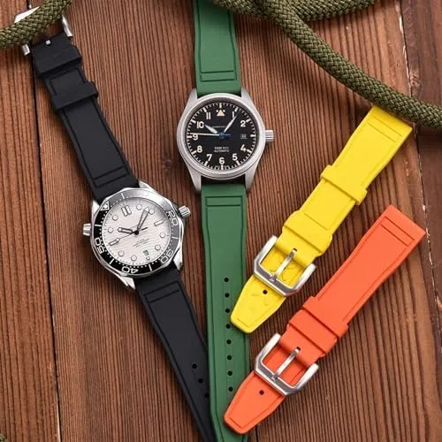 20mm 21mm 22mm Grade Fluororubber FKM Watch Strap Diving Waterproof Quick Release Watchbands