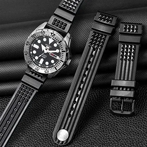 20mm 22mm for Seiko SRP601J1 Water Ghost Canned Watch Diving Strap Waterproof Bracelet Men Silicone Black Blue Sport Strap