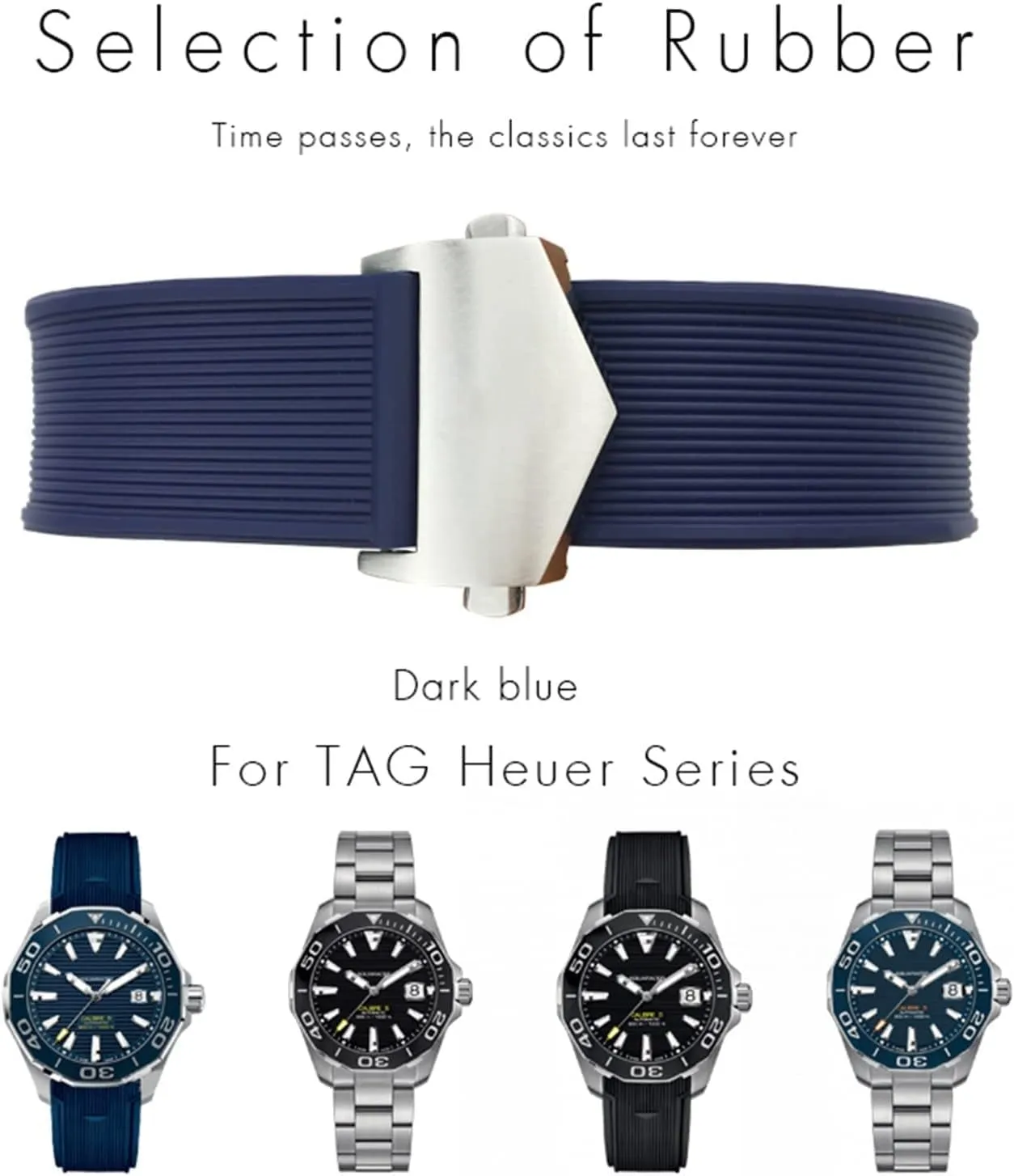 20mm 22mm Rubber Silicone Watch Strap Black Blue Brown Watch Bands for Tag Heuer Carrera AQUARACER F1 Diving Waterproof Bracelet