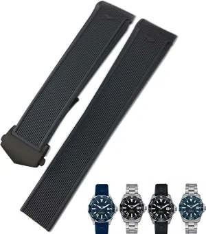 20mm 22mm Rubber Silicone Watch Strap Black Blue Brown Watch Bands for Tag Heuer Carrera AQUARACER F1 Diving Waterproof Bracelet