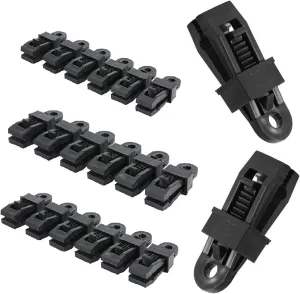 20pcs Windproof Fixing Tarp Clips Rainproof Fabric Fixing Clamps Lock Grip Plastic Tent Fastener Clips Holder Sun Screen Tent Canopy Buckles Outdoor Camping Accessories