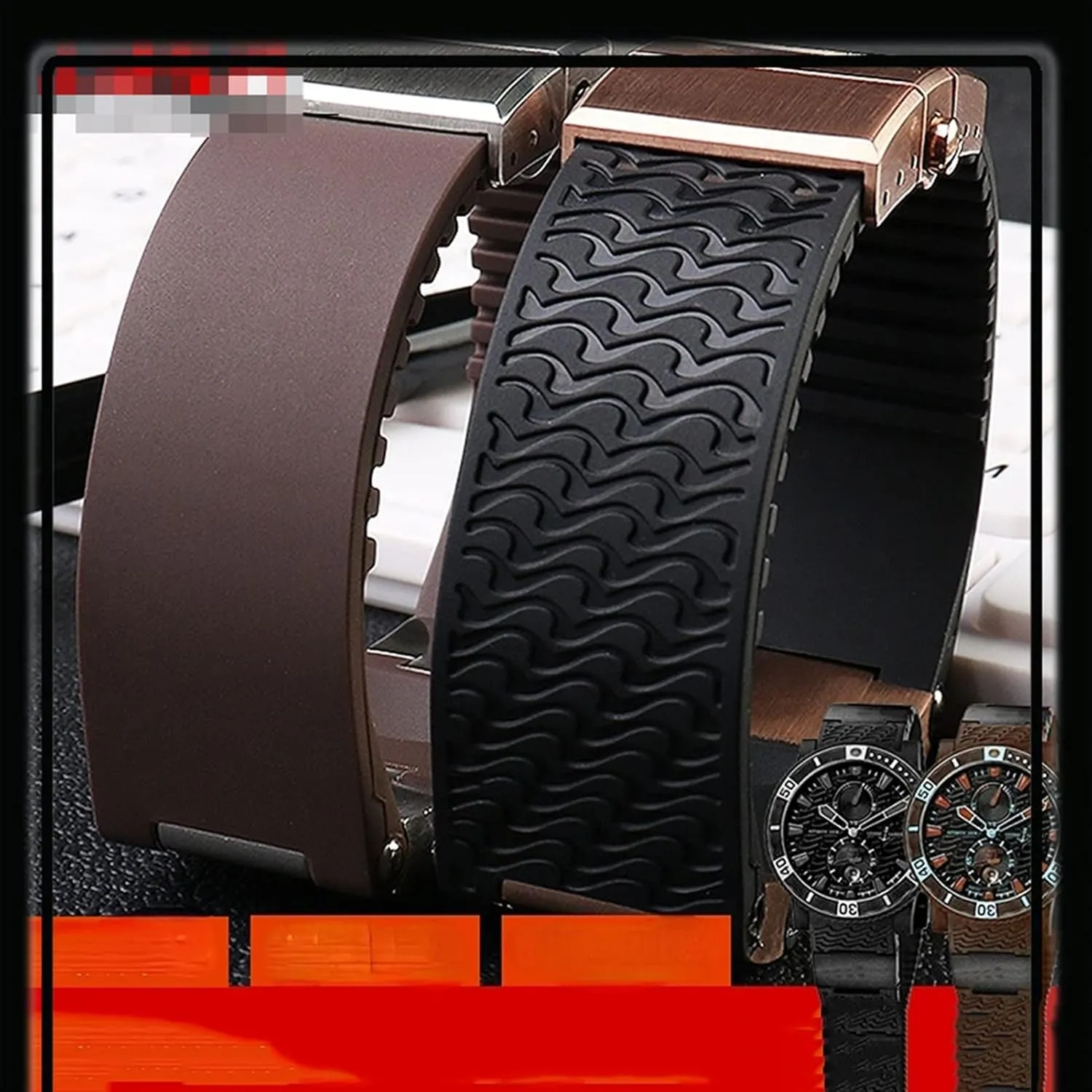 22mm for Ulysse Nardin Silicone Rubber Watch Band 263 Diver Curved End Strap Waterproof Belt Watch Bracelets