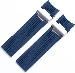 22x20mm Diver and Marine Waterproof Soft Silicone Rubber Watchband Wrist Watch Band Belt for Ulysse Nardin Strap Folding Buckle