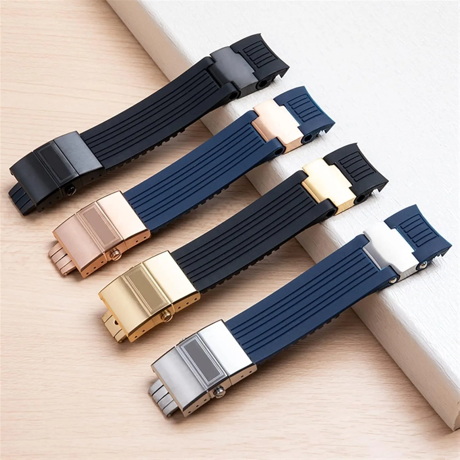 22x20mm Diver and Marine Waterproof Soft Silicone Rubber Watchband Wrist Watch Band Belt for Ulysse Nardin Strap Folding Buckle