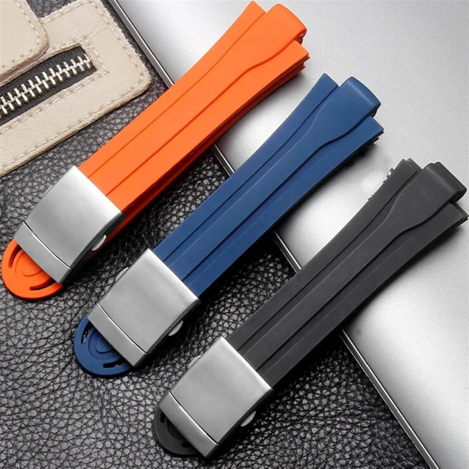 24mm*12mm Lug End Rubber Waterproof Watchband for Oris Wristband Silicone Watch Strap Stainless Steel Folding Clasp