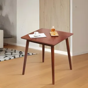 27.6" Small Dining Table Square for 2, Kitchen Dinner Table Rustic Space-Saving Dining Table Mid Century Modern Table with Solid Wood Leg for Small Spaces (Walnut)
