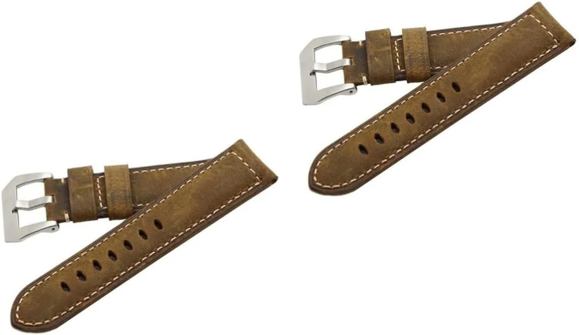 2pcs 24mm Watch Band Belt Replacement Strap Watch Band Leather Watch Strap Watch Band Strap Leather