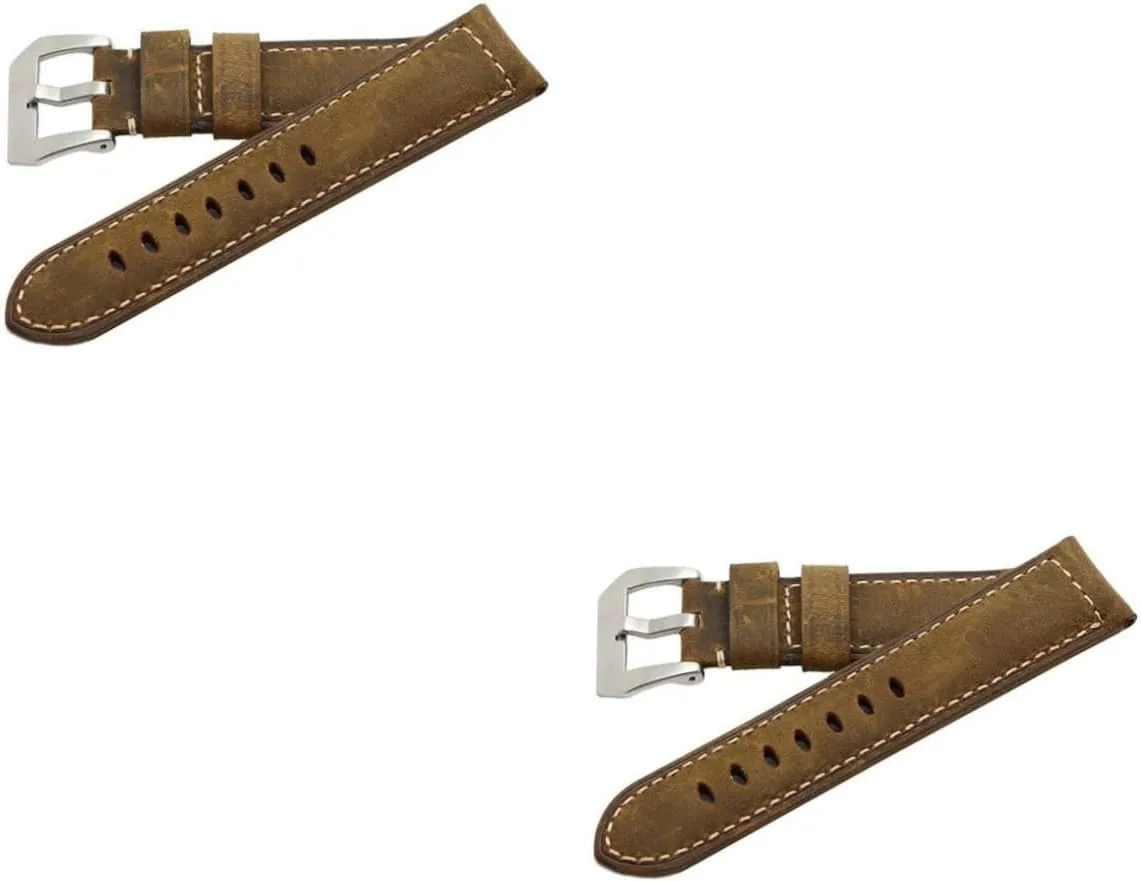 2pcs 24mm Watch Band Belt Replacement Strap Watch Band Leather Watch Strap Watch Band Strap Leather
