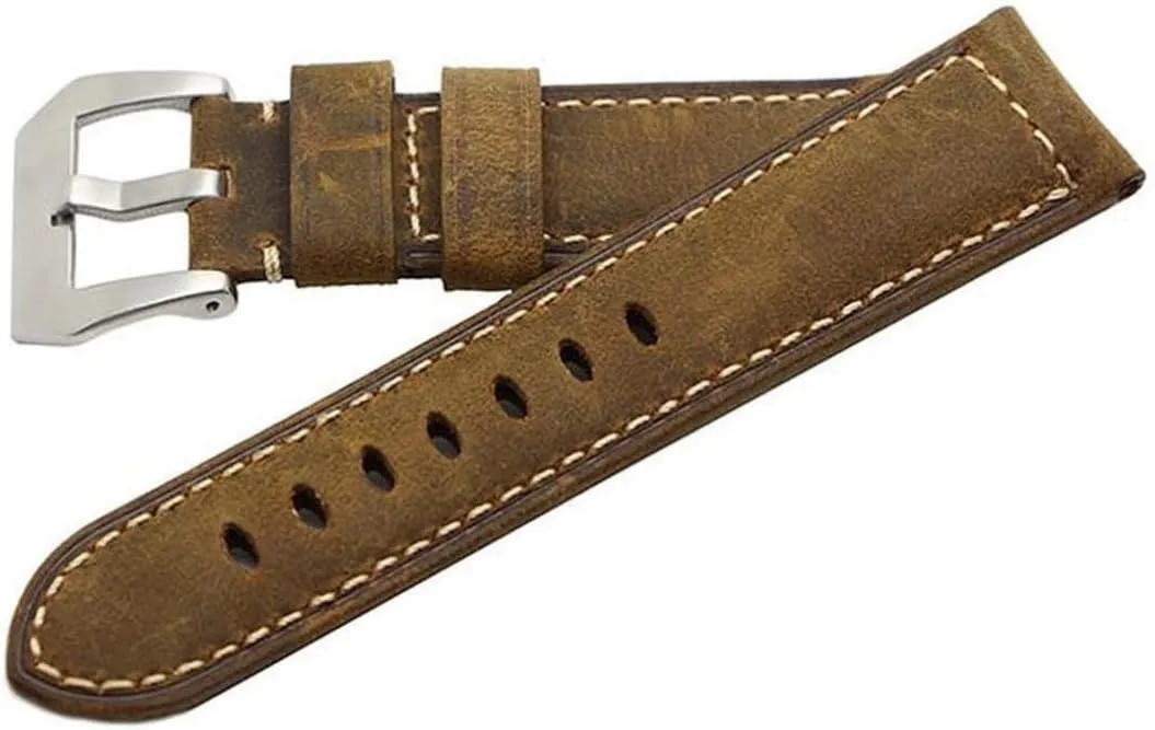 2pcs 24mm Watch Band Belt Replacement Strap Watch Band Leather Watch Strap Watch Band Strap Leather