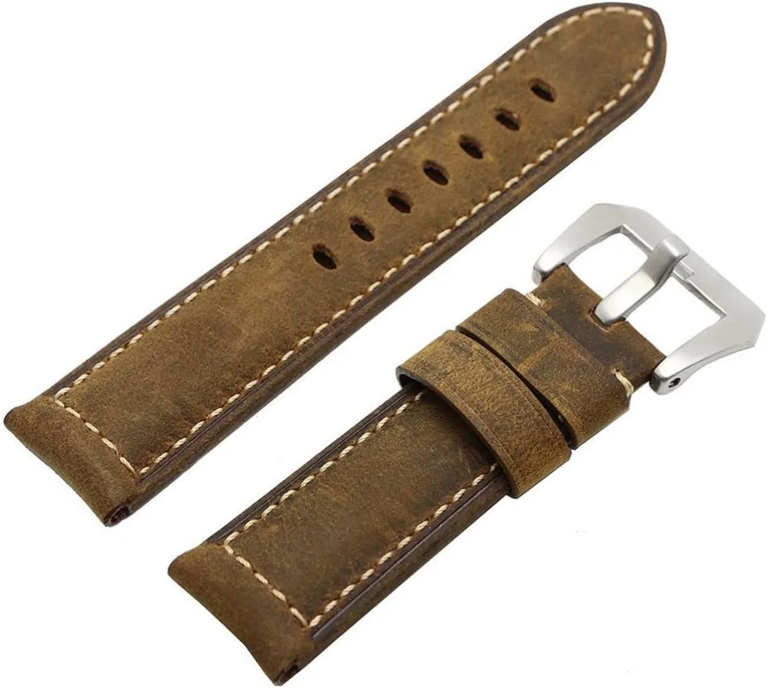 2pcs 24mm Watch Band Belt Replacement Strap Watch Band Leather Watch Strap Watch Band Strap Leather