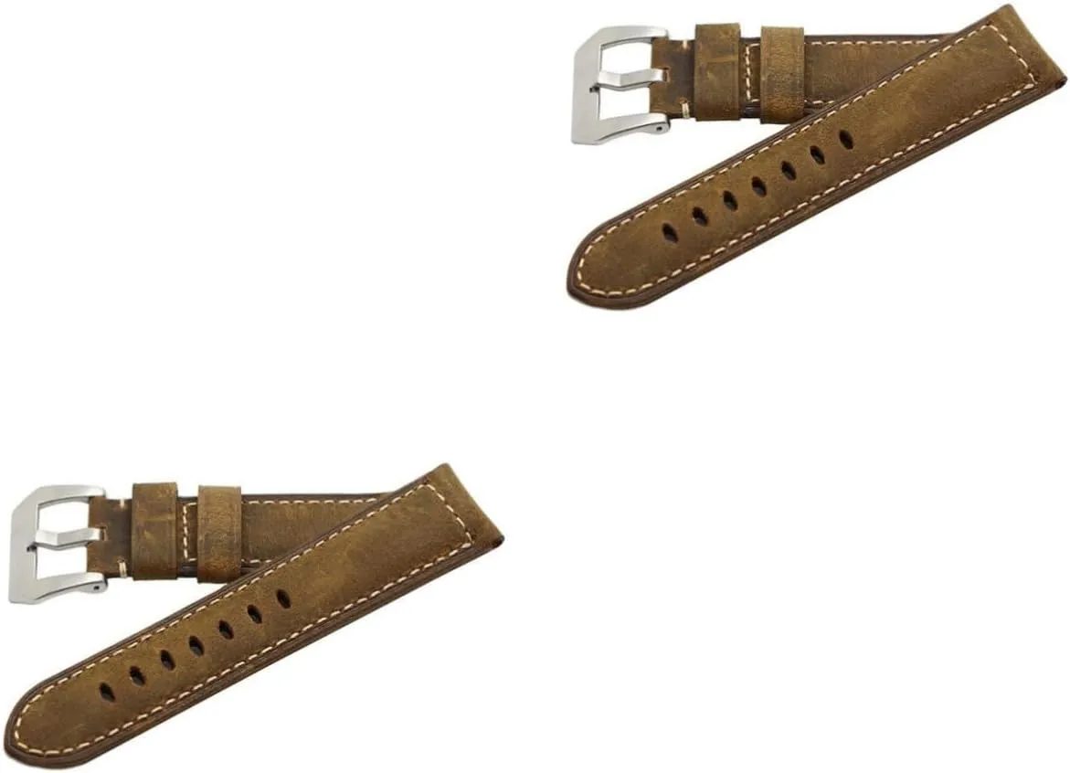 2pcs 24mm Watch Band Belt Replacement Strap Watch Band Leather Watch Strap Watch Band Strap Leather