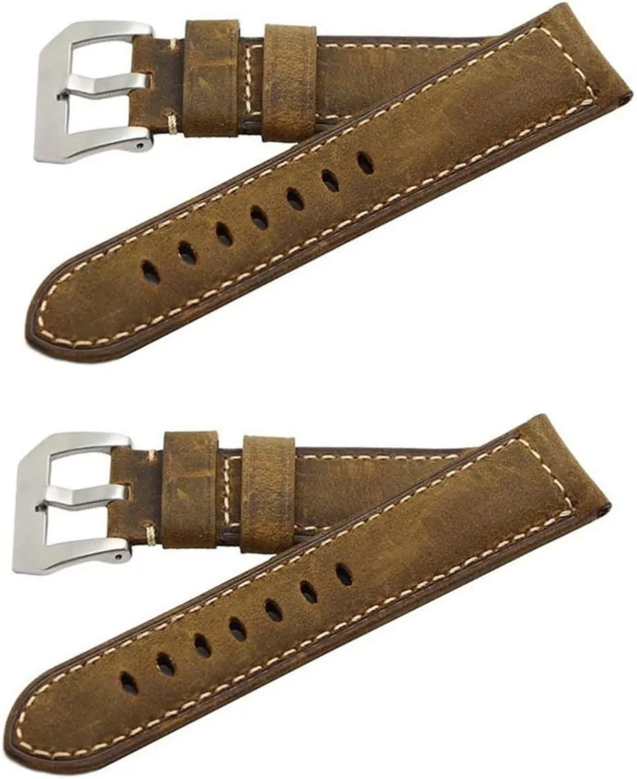 2pcs 24mm Watch Band Belt Replacement Strap Watch Band Leather Watch Strap Watch Band Strap Leather