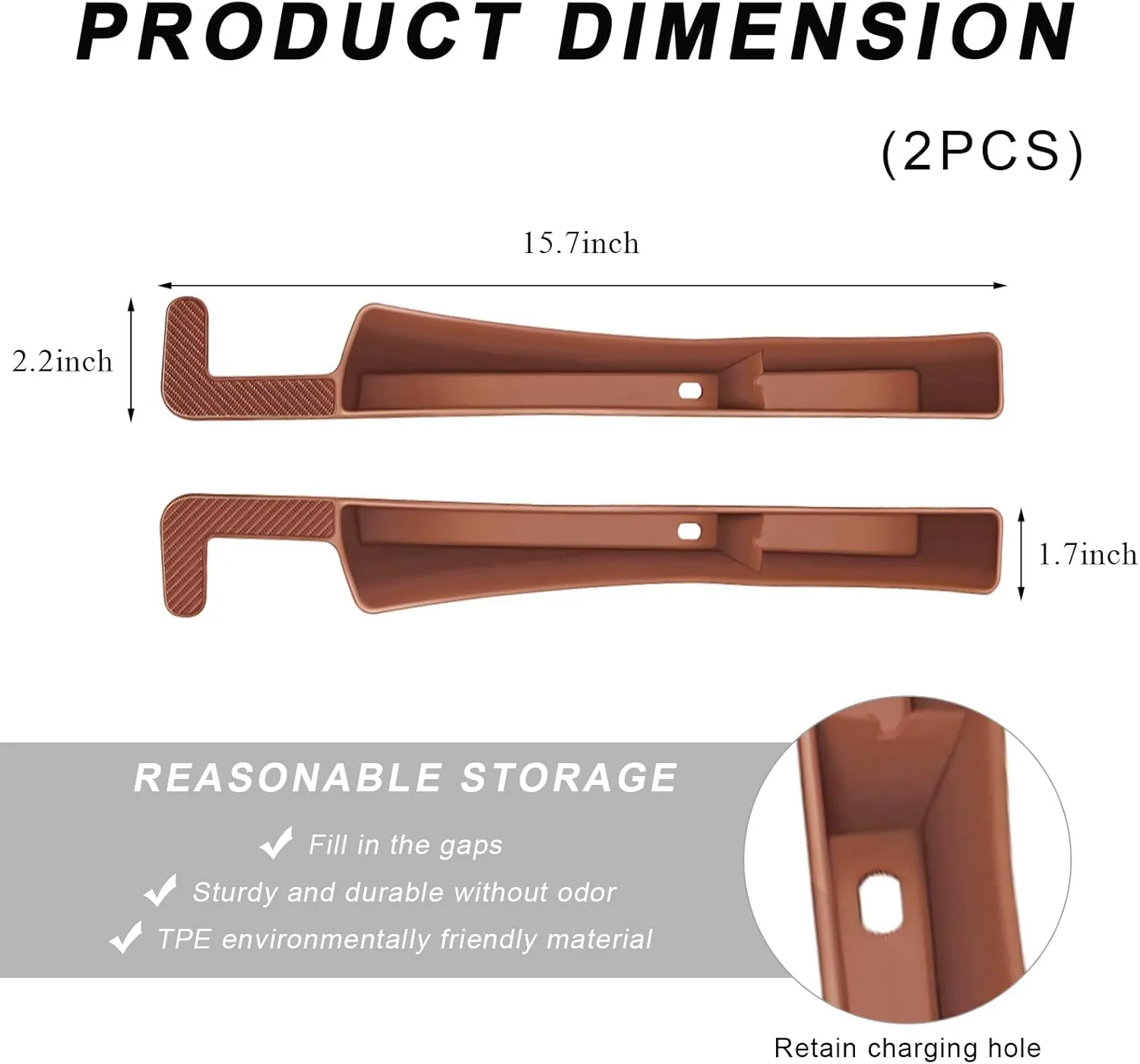 2PCS Car Seat Gap Filler Organizer, Multifunctional Seat Side Gap Filler with Phone Holder, Auto Crevice Blocker Between Seats for Prevent Essential Items from Falling (Brown)