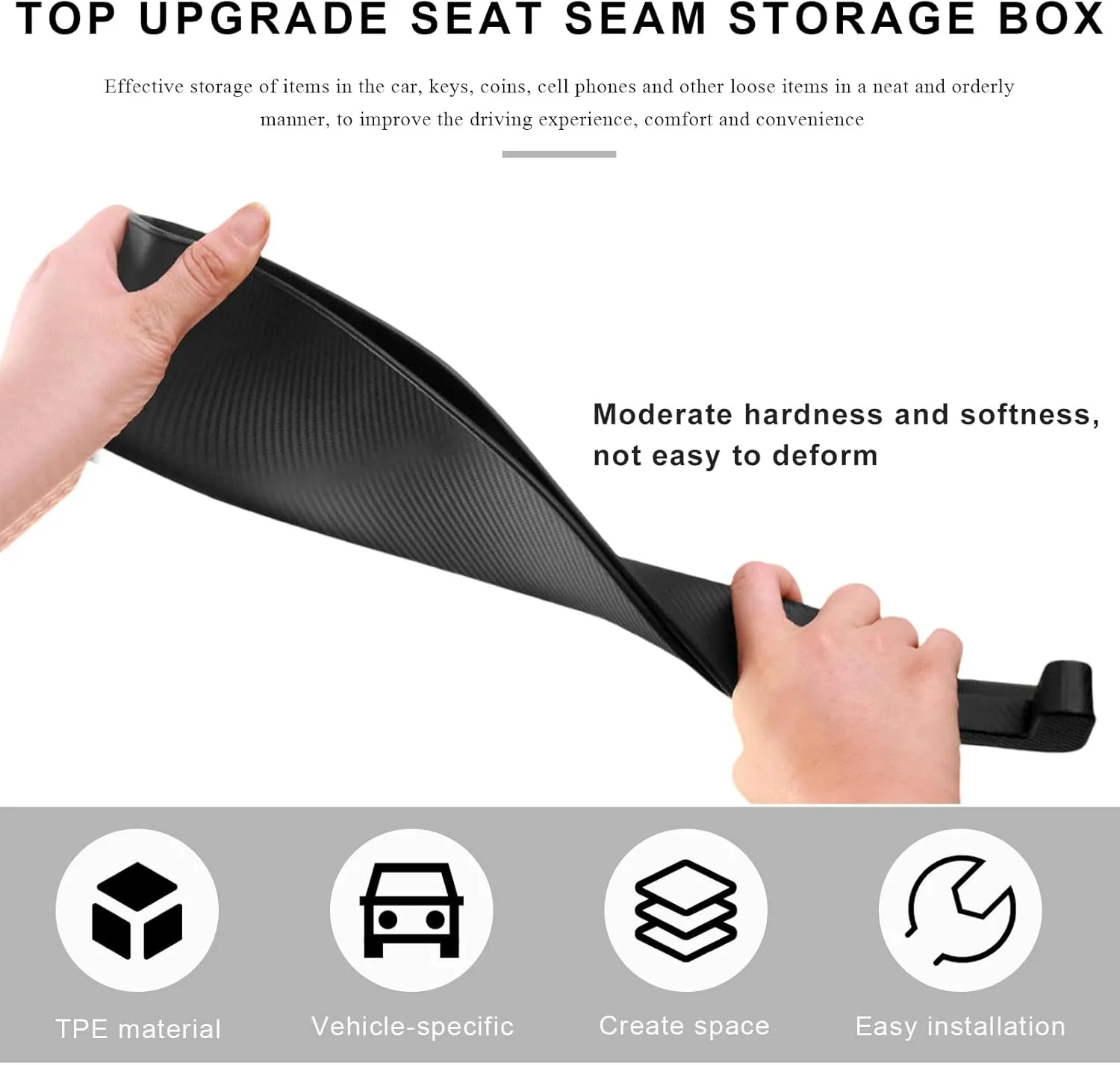 2PCS Car Seat Gap Filler Organizer, Multifunctional Seat Side Gap Filler with Phone Holder, Auto Crevice Blocker Between Seats for Prevent Essential Items from Falling (Brown)
