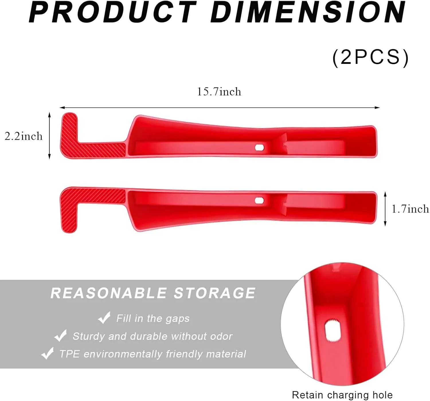2PCS Car Seat Gap Filler Organizer, Multifunctional Seat Side Gap Filler with Phone Holder, Auto Crevice Blocker Between Seats for Prevent Essential Items from Falling (Red)