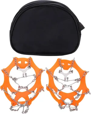 2pcs Set 12 Tooth Mountaineering Crampons Wearproof Anti Skid Snow Shoes Accessory, Non Slip Gripper Spikes for Shoes, Crampon Non Slip Shoe Cover for Hiking Walking Climbing