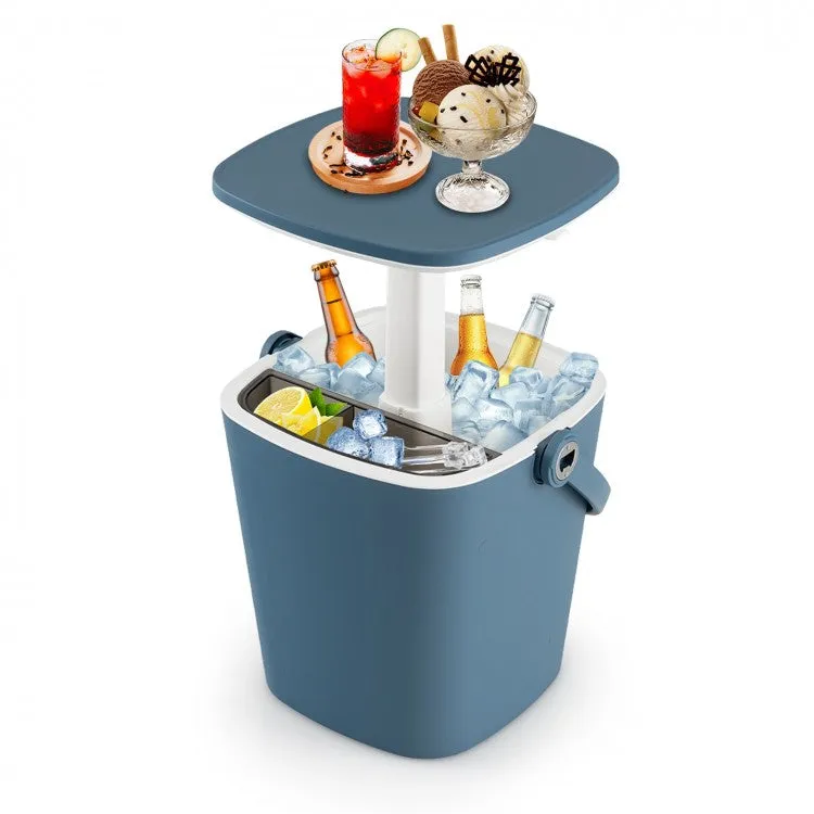 3-in-1 Portable Camping Cooler Bar Table with Adjustable Height