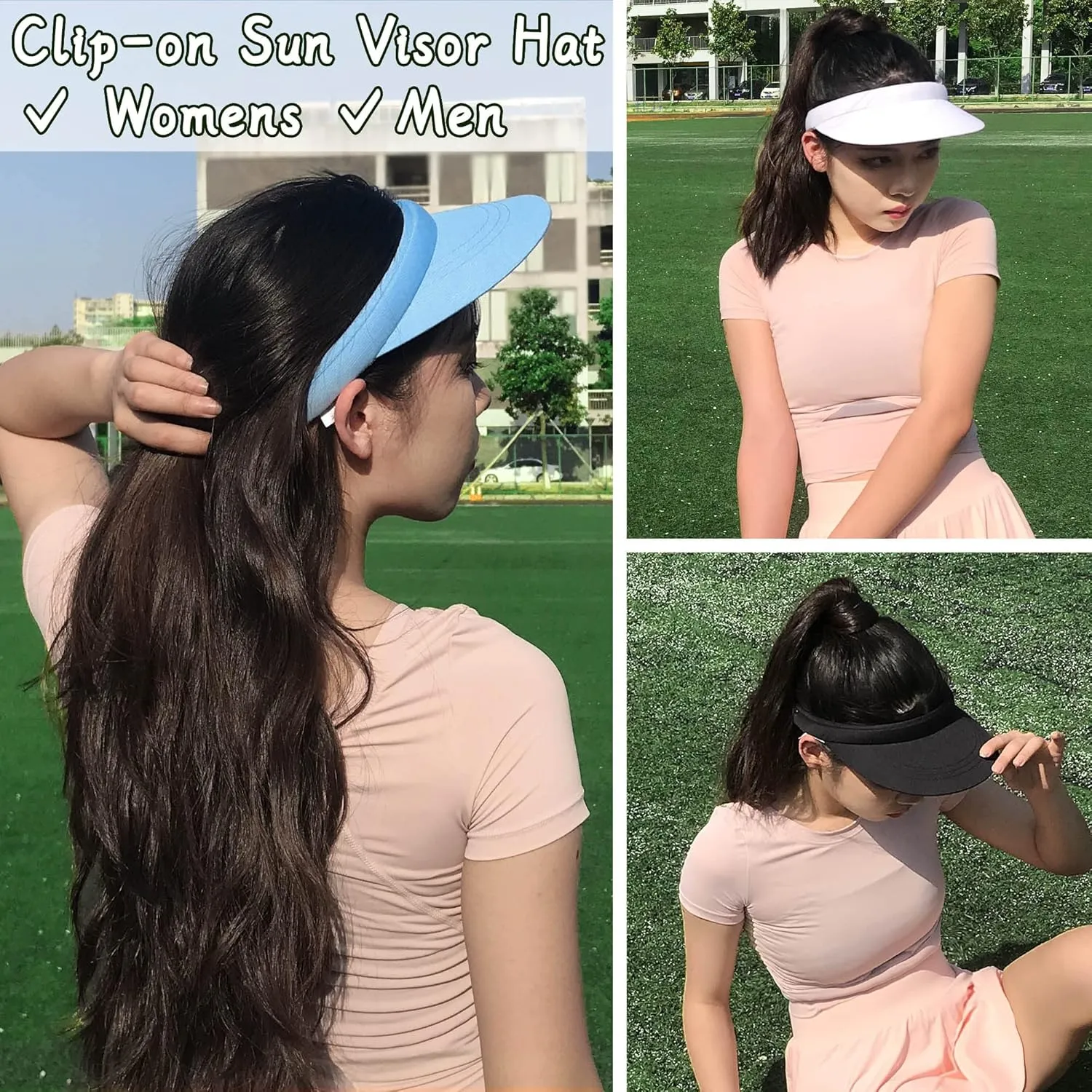3 Pack Sports Sun Visor Hat Women Men Adjustable Clip On Visors Outdoor Golf Beach Cap