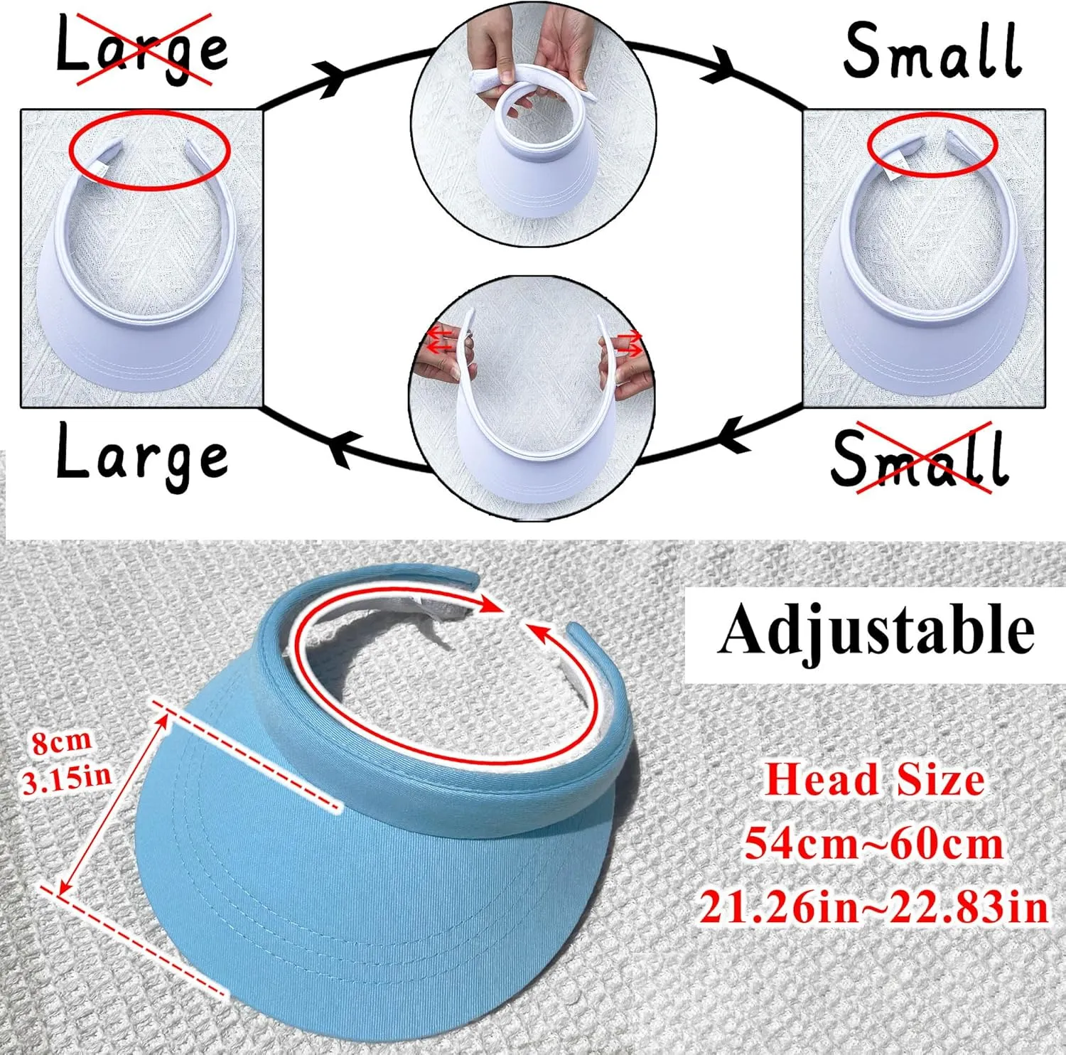 3 Pack Sports Sun Visor Hat Women Men Adjustable Clip On Visors Outdoor Golf Beach Cap